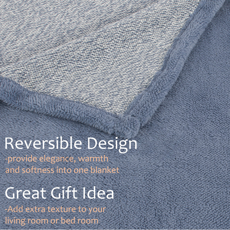 Catalonia Blue Reversible Sherpa Fleece Throw Blanket 50x60 Inches