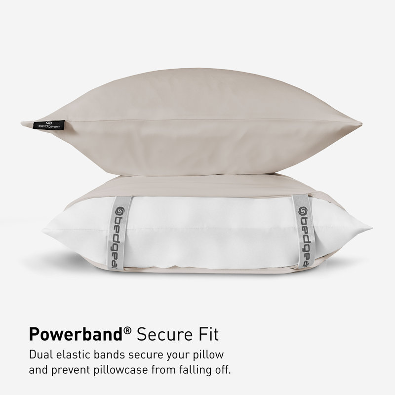 Beige Polyester Queen Pillowcase Set with Moisture-Wicking Technology