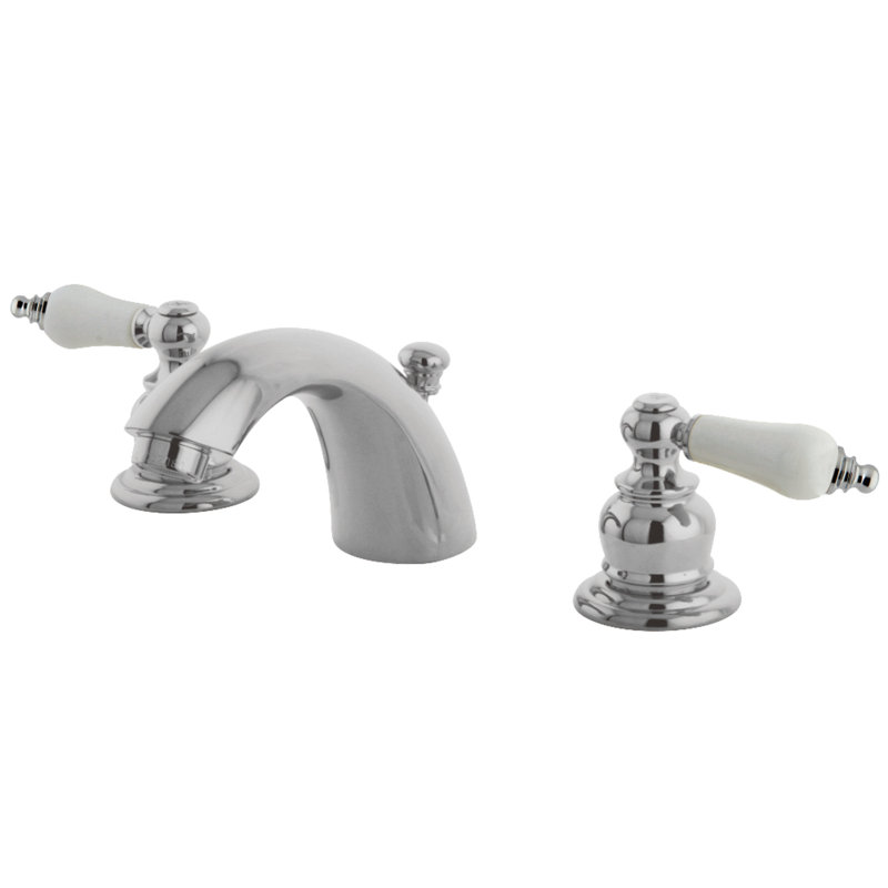 Victorian Widespread Bathroom Faucet with Drain Assembly, Polished Chrome