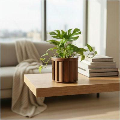 Pot rond Strata SM - brun foncé