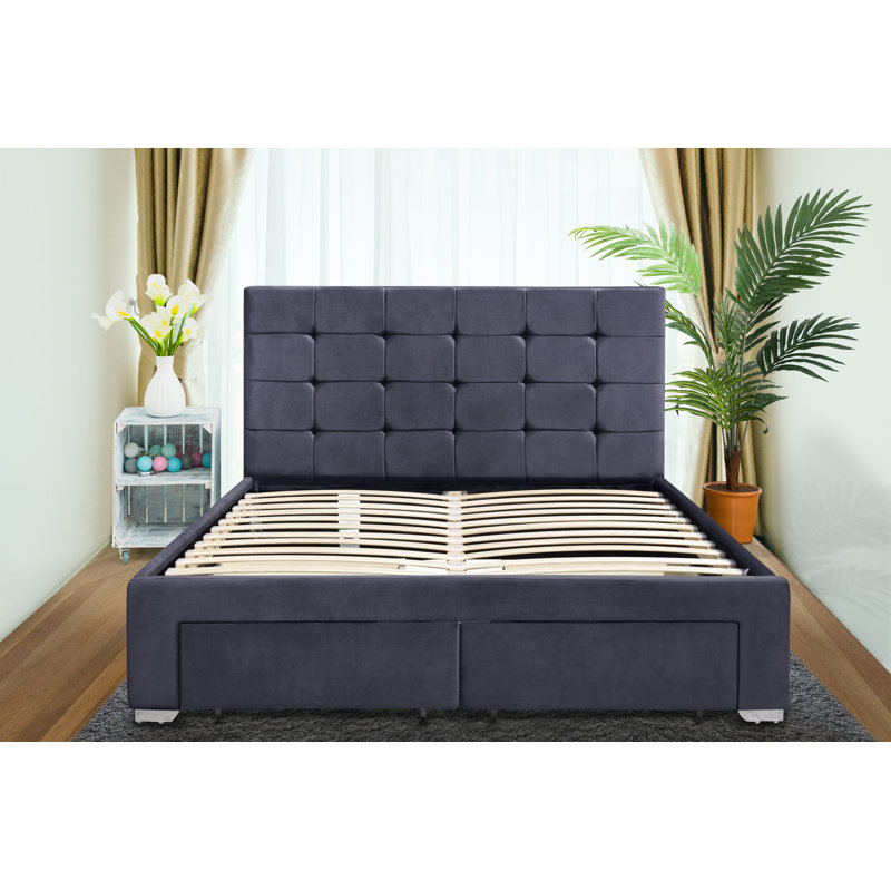 Claymore Upholstered Storage Bed, Double (4'6), Grey