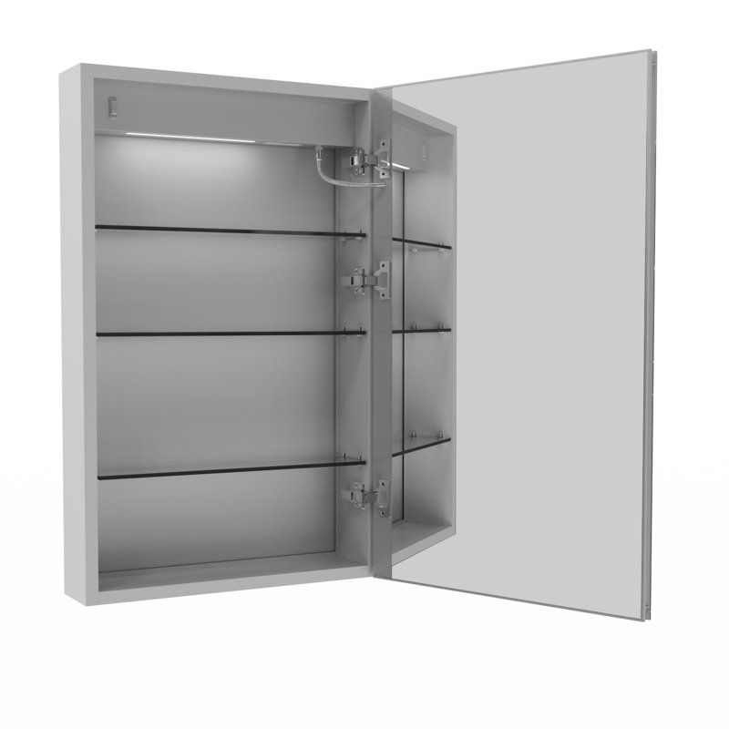 Armoire à pharmacie sans cadre avec miroir et 4 tablettes réglables l 20 po x H 32 po Brehanna, Droite