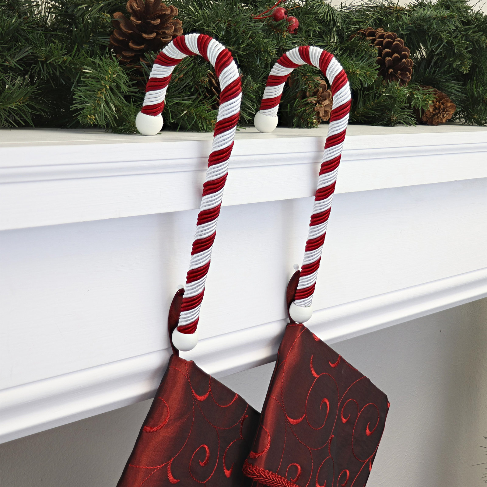 Candy Cane Stocking Holder, Large Rope