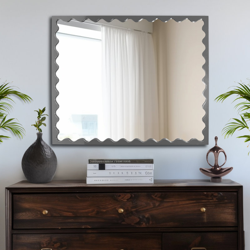 Ailee Rectangle Mirror, Charcoal Gray