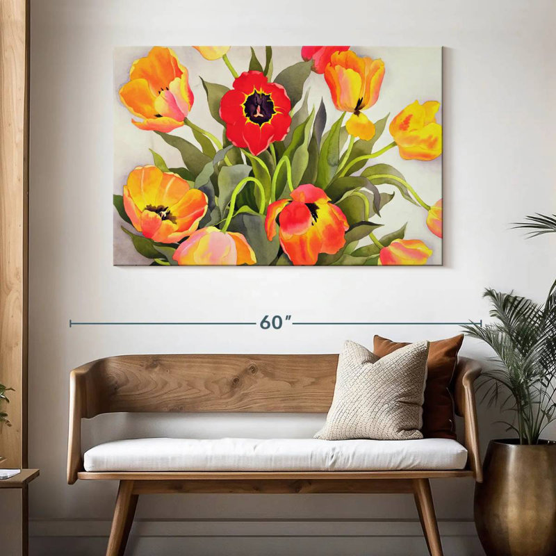 Harnek orange et tulipes rouges