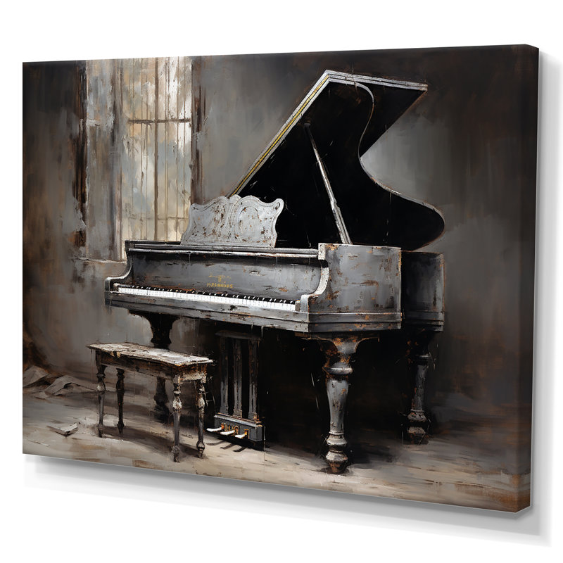 «Grey Piano Mélancolique Melody I» sur toile, Toile tendue, H 12 po x l 20 po x P 1 po