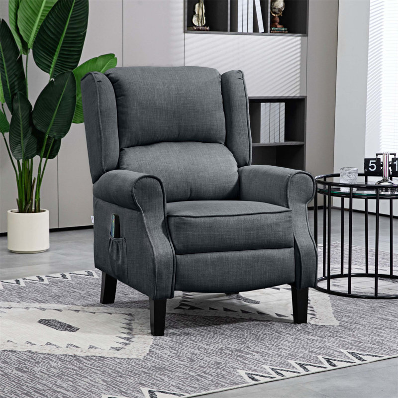 Canapé inclinable luxueux à oreilles inclinable avec massage vibrant, fonction chauffante, repose-pieds et poche latérale pour une détente ultime dans n'importe quelle pièce
