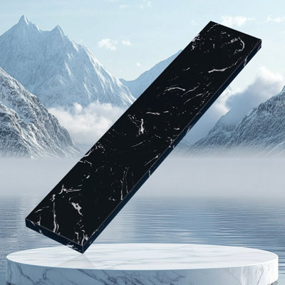 21"W x 4"H Engineered Stone Sidesplash Black Marble Water Guard Trim for Bathroom Countertop