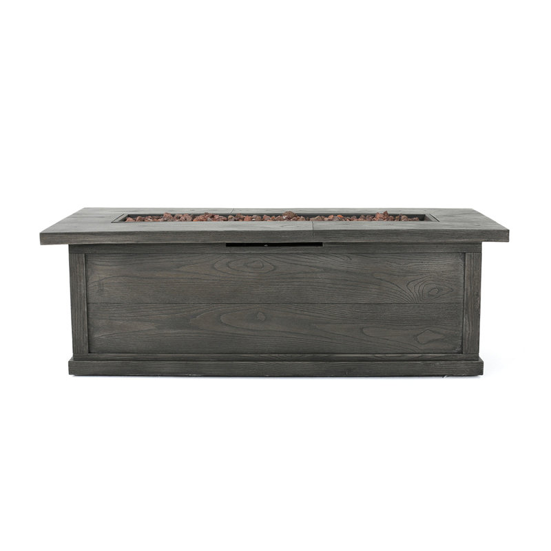 56'' Rectangular Outdoor MGO 50,000 BTU Propane Fire Pit, Wood Pattern (Tank Cover Not Included), Gray