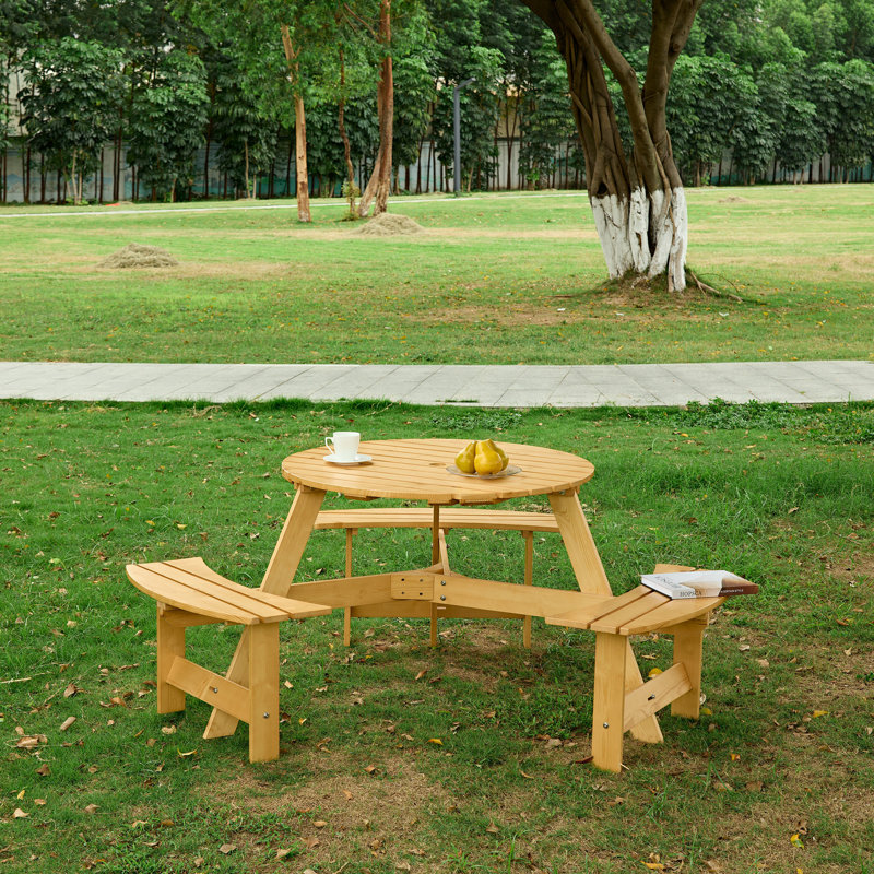 Outdoor 6 person picnic table, Naturel