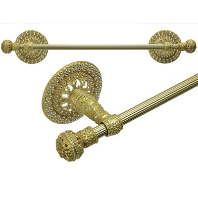 Juliane Grace II 24 inches c.c. {approximately} towel bar with 417 Swarovski Clear Crystals with 5/8 reeded center in Gilded Mercury