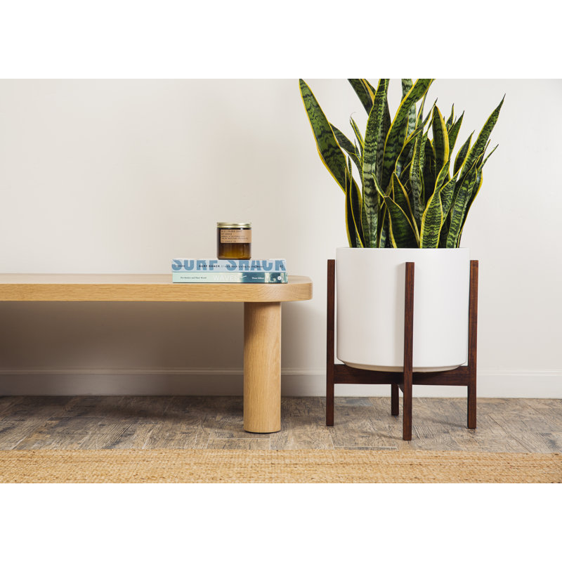 Pot à fleurs en grès Keyes, Blanc/foncé, H 18,5 po x l 15,5 po x P 15,5