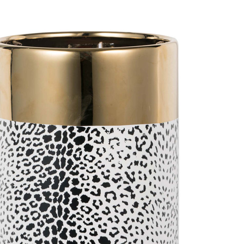 Matte Black and Gold Sleek Ceramic Table Vase