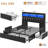PU Upholstered Bed Frame with Storage Drawers & RGB Bookcase Headboard, Charging Station-642687624-655998781