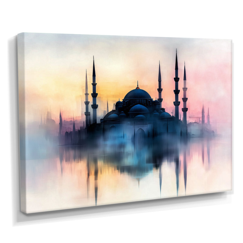 Mosquée à l'aube, Turquie, Turquie, art mural, H 16 po x l 32 po, Toile tendue, Ne s’applique pas