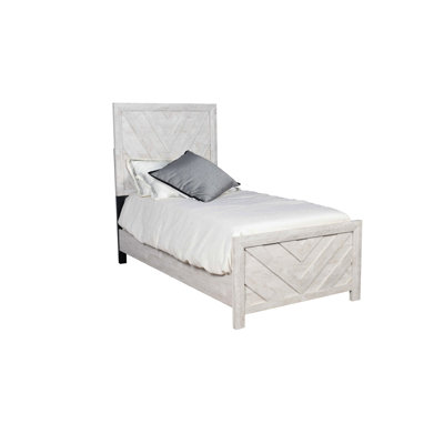 Lit simple gris avec tête de lit élégante, mobilier de chambre en bois moderne gris, style booster