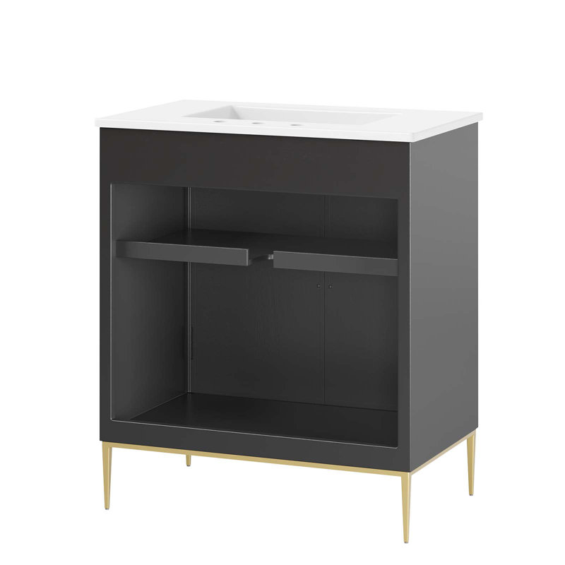 Awaken 30" Black and White Wood Bathroom Vanity