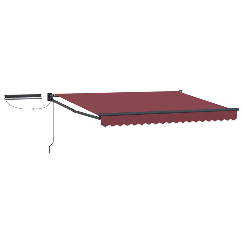 VidaXL Polyester Cover Retractable Patio Awning, Burgundy Red/Black, 350cm W x 200cm D
