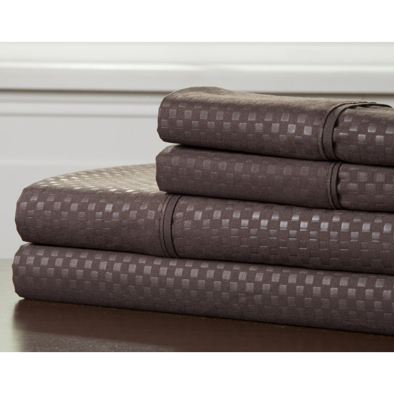 Ensemble de draps 4 pièces, Chocolat, Ensemble de draps pour taille de lit simple TG ave
