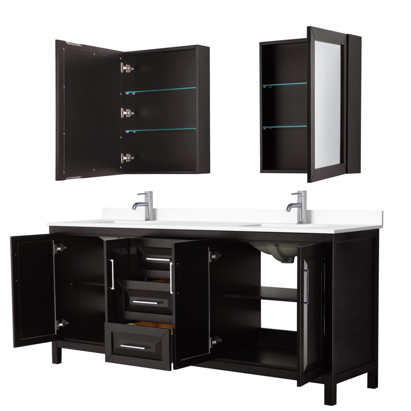 Daria 80'' W Double Vanity, Dark Espresso, Polished Chrome
