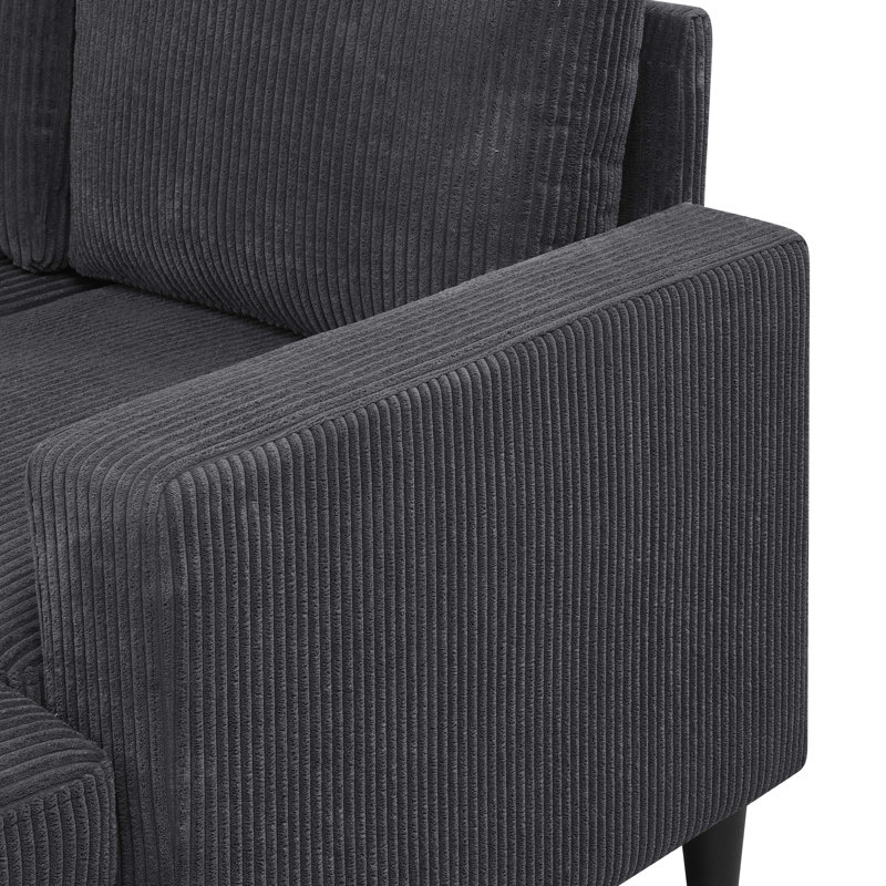 Canapé modulaire rembourré Cordory avec 2 repose-pieds Cordory, Corduroy - Dark Gray