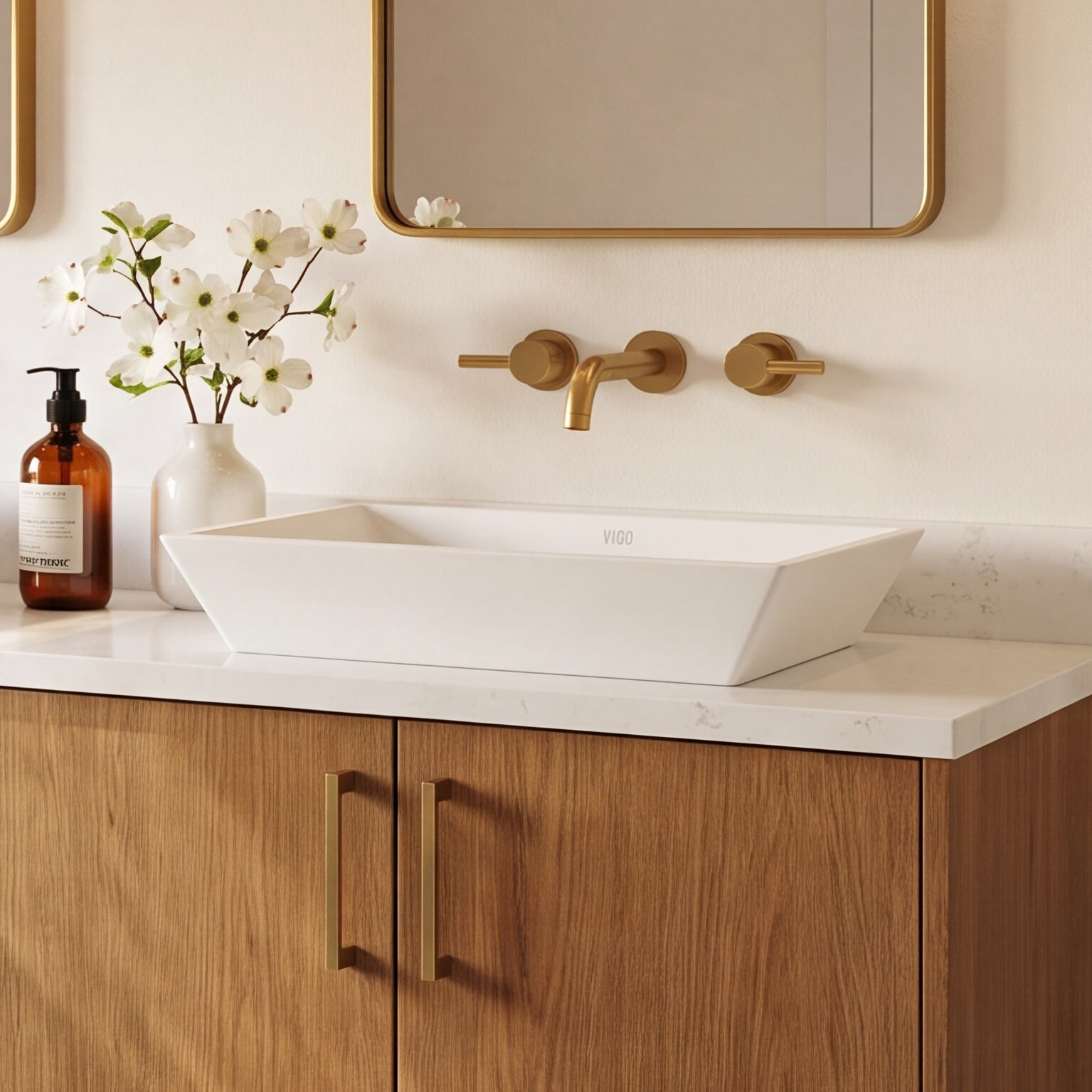 Vinca Rectangular Vessel Bathroom Sink