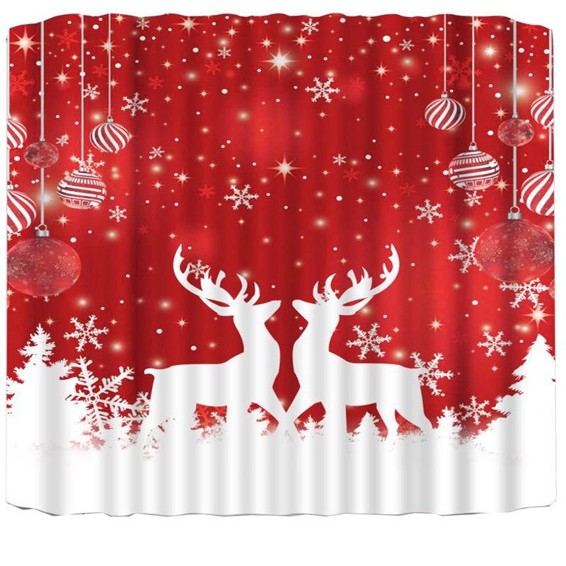 Hayllie Snowflake and Reindeer Shower Curtain