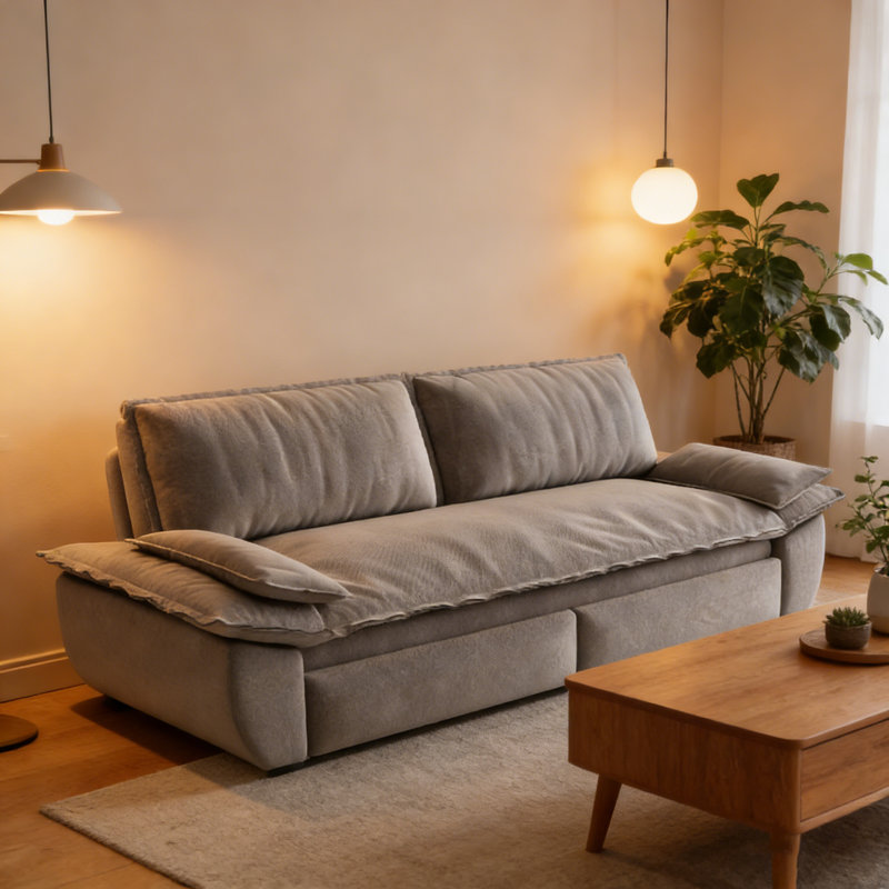 Canapé-lit escamotable grand 73,2 po, H 36 po x l 73,2 po x P 33,1 po, Velours gris velours