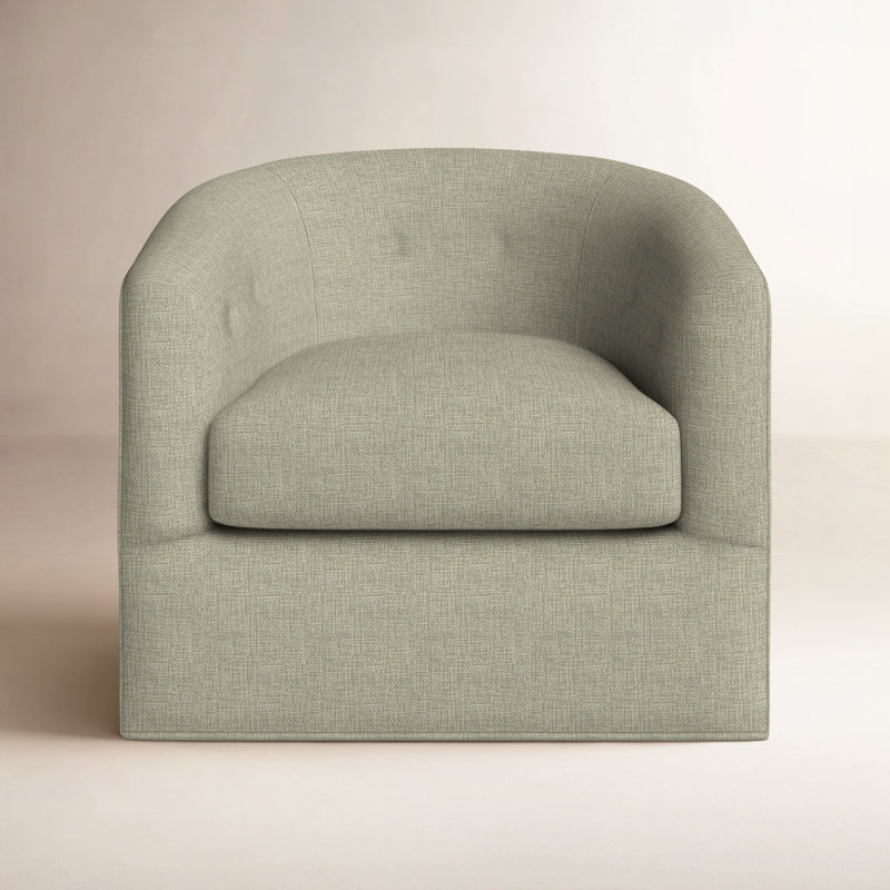 Midori Upholstered Swivel Barrel Chair, Drusky Beige Performance