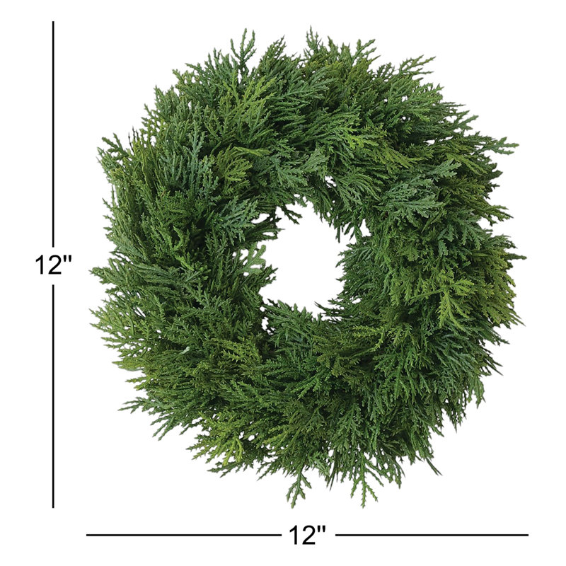 Couronne de cèdre artificielle luxuriante, H 12 po x l 12 po x P 3 po