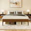 Base de lit plateforme en bambou avec lattes de bois - aucun sommier nécessaire, conception minimaliste-730939940-730939928