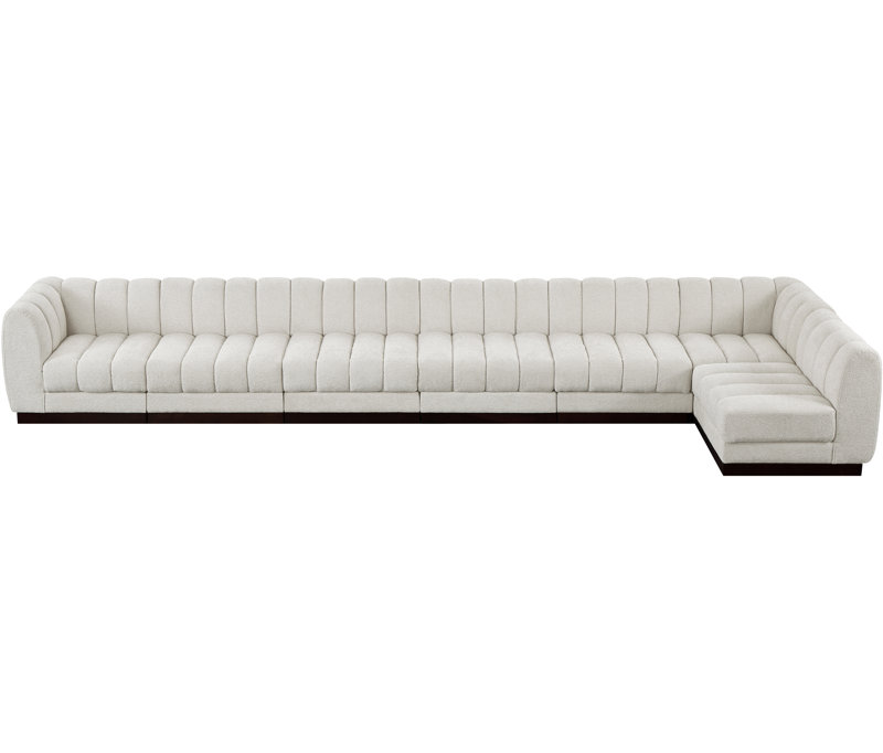 Canapé modulaire rembourré 7 pièces Quinn, Tissu chenille crème