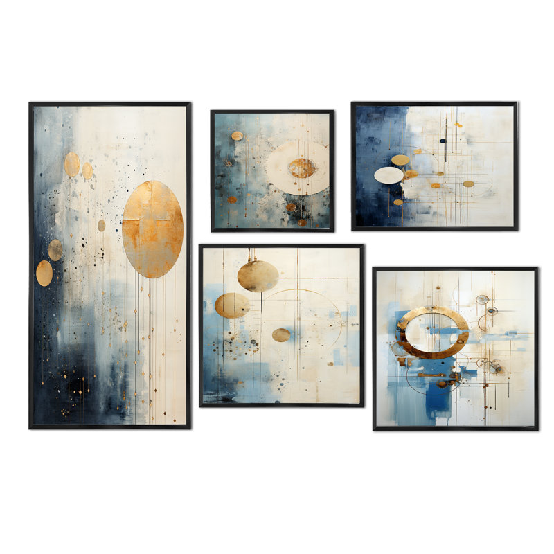 Ensemble de 5 décorations murales Melton - Astrology, Cadre flottant noir