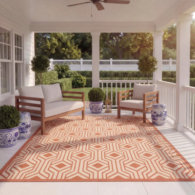 Tapis intérieur / extérieur beige / terre cuite Arneshia