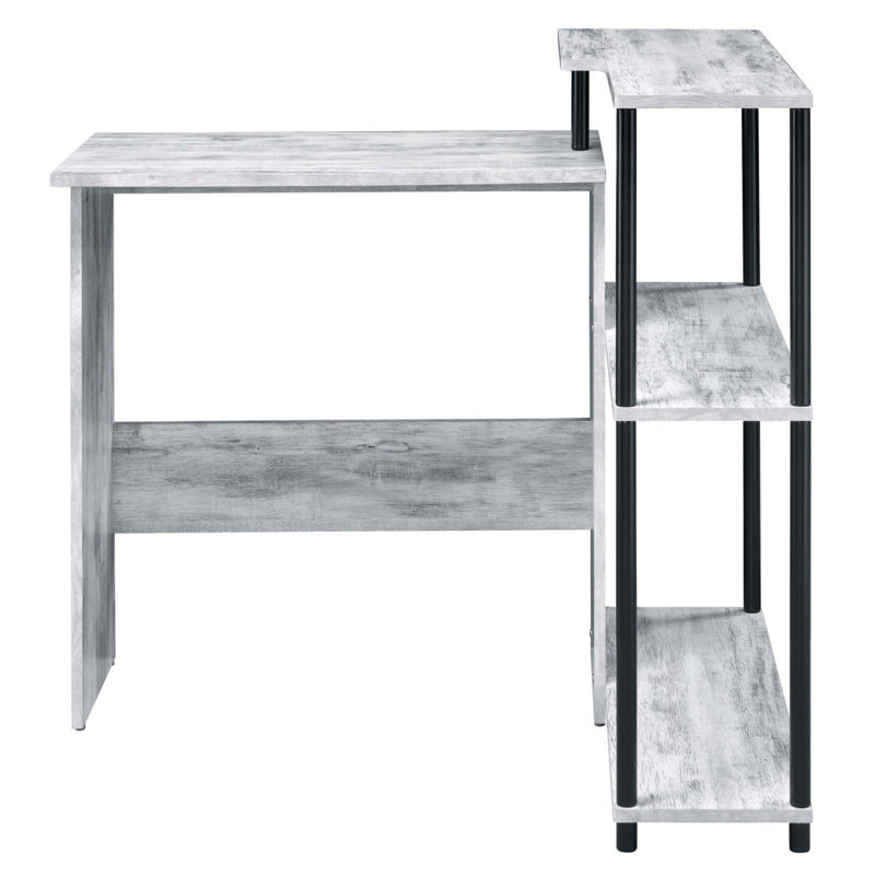 Bureau antique blanc et noir avec bibliothèque