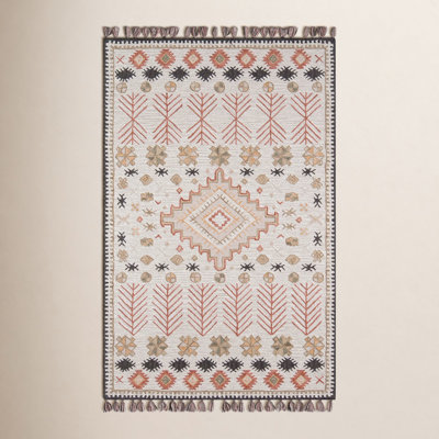 Anine Pink Beige Hand-Woven Wool Rug