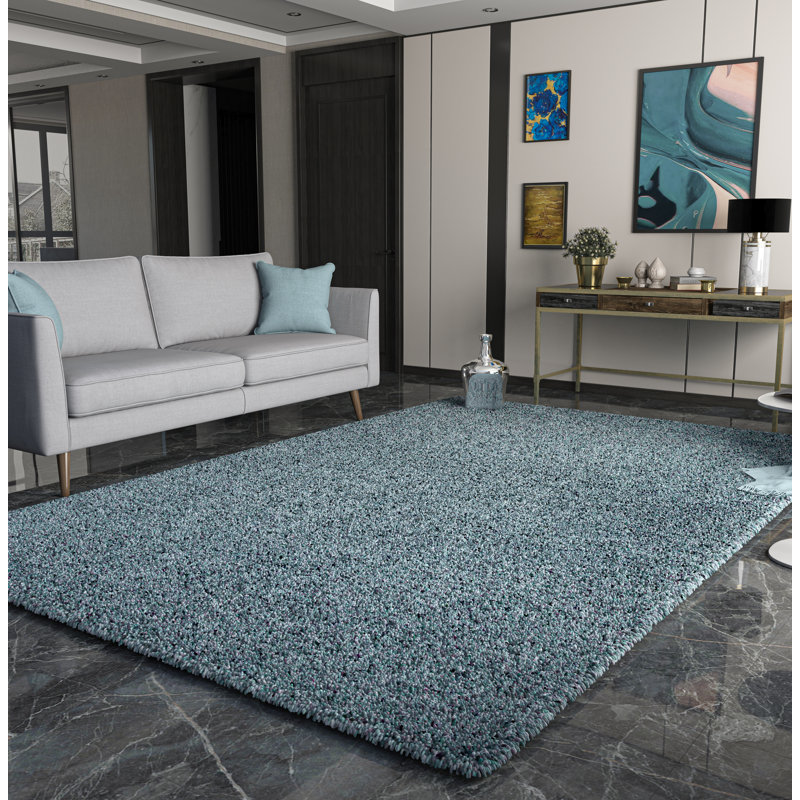 Tapis intérieur / extérieur en laine Gratz bleu clair, Rectangle 8 pi x 10 pi