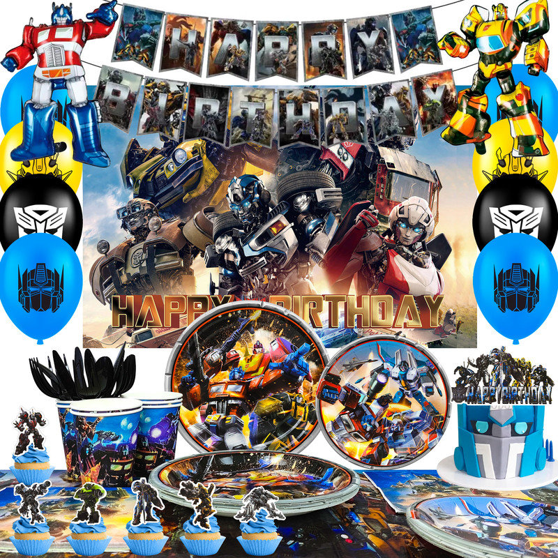 Ensemble de vaisselle Transformers Birthday Party, 114 pièces Transformers Birthday Decorations
