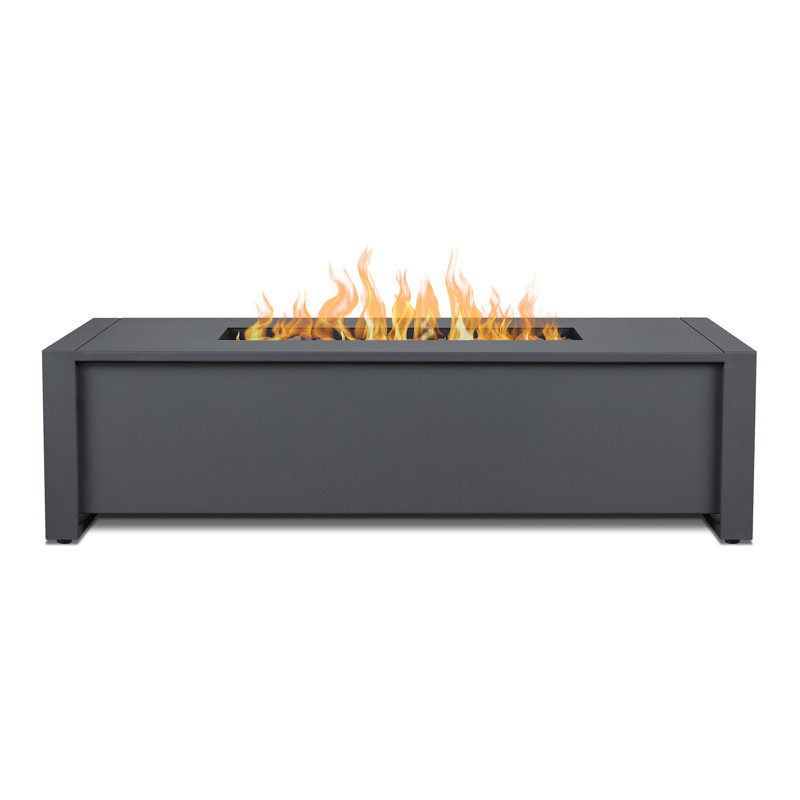 KEENAN 14.5" H x 52" W Aluminum Propane Outdoor Fire Pit Table, Glacier Gray