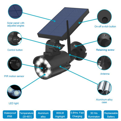 Luminaire de grange d'extérieur à DEL à énergie solaire 4,5 "H intégré