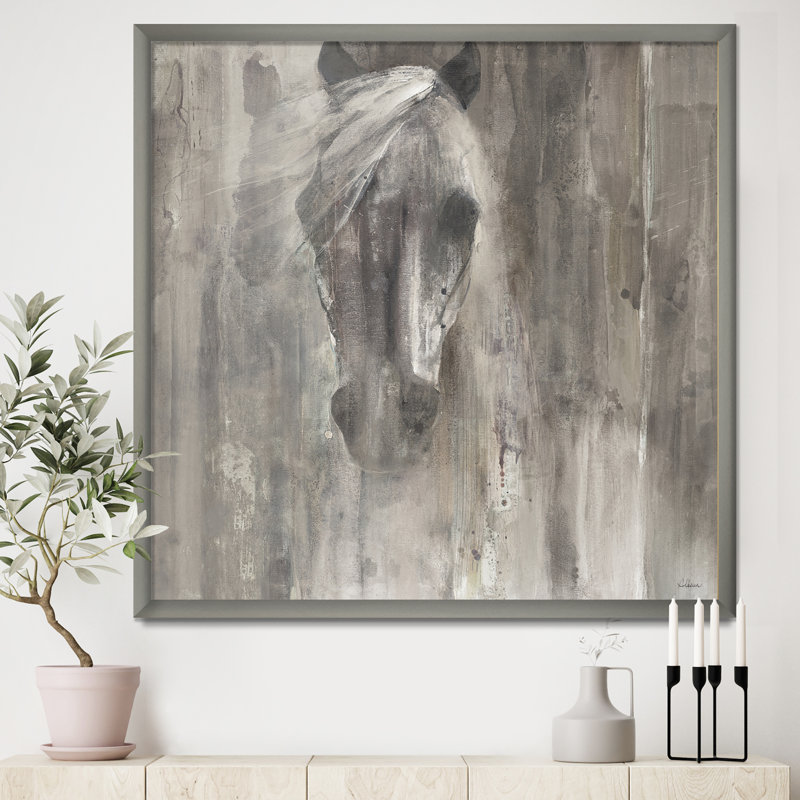 Cheval, reproduction d'art sur toile, cheval de ferme, H 16 po x l 16 po x P 1 po, Argent
