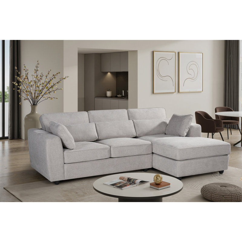 Huckaby 3 Seater Corner Sofa, Light Grey, Right Hand Facing