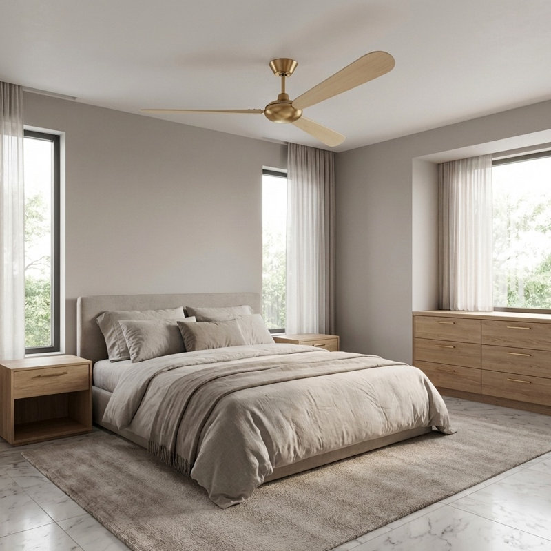 Ventilateur de plafond Pod Smart 64, Chêne blanc délavé, Bronze brillant