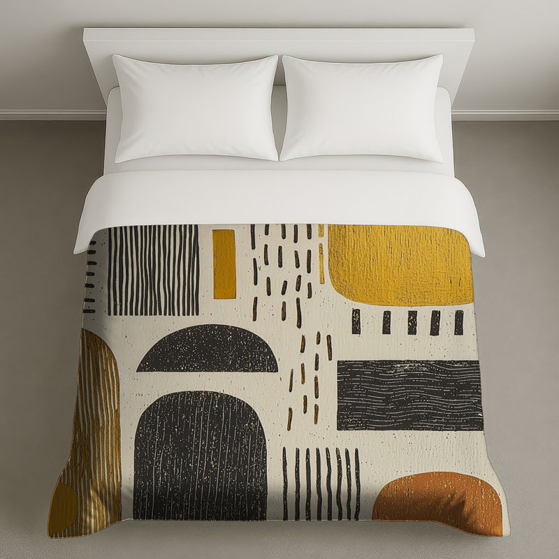Housse de couette à motif abstrait Mid Century Modern, Housse de couette pour lit simple