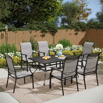 6 - Person Metal Patio Dining Set With Rectangular Table