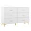 Six Drawers, Golden Straight Aluminum Handle, Golden Triangle Legs, White Locker