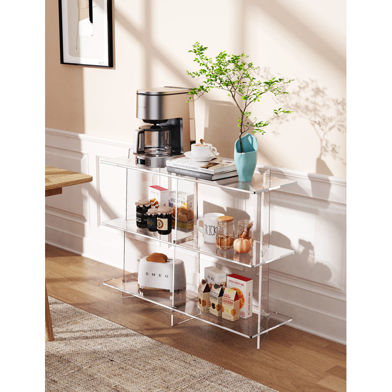 Veliz Acrylic Bookshelf, 3 tier Bookcase for Small Spaces, Acrylic Console Table