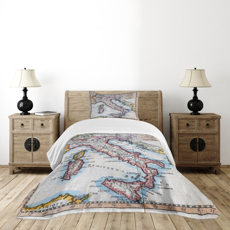 White Quilted Twin Bedspread Set with Pillow Sham
