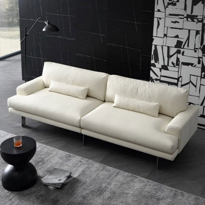Crystal-cream Genuine Leather Modular Sofa cushion couch