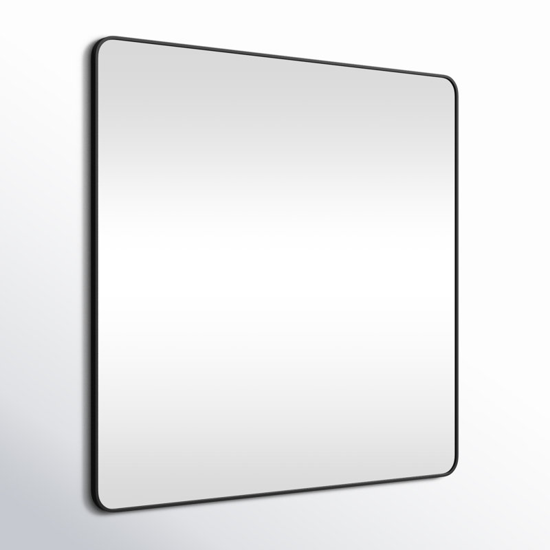 Metal Square Wall Mirror, 48"  x 48" , Black